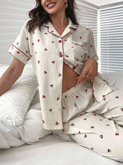 Pyjama Femme - Ensemble Chemise Boutonnée et Pantalon - Tissu Léger Confortable