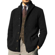 Cardigan Homme - Col Châle - Maille Chaude - Boutonnage Classique - Poches Avant