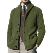 Cardigan Homme - Col Châle - Maille Chaude - Boutonnage Classique - Poches Avant