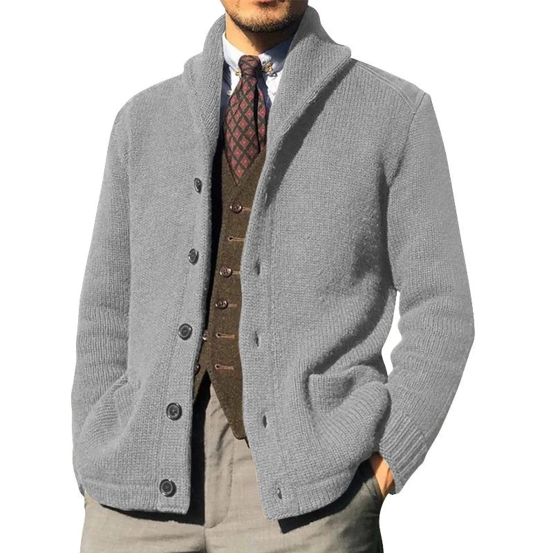 Cardigan Homme - Col Châle - Maille Chaude - Boutonnage Classique - Poches Avant