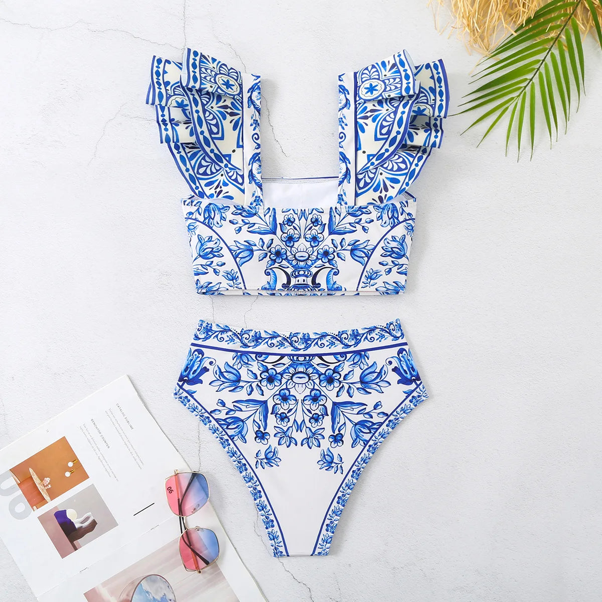 Maillot de bain imprimé d'été 3 pièces [haut + culotte + jupe] - Jaliyah