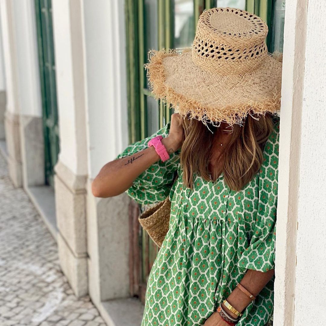 Malena - Robe longue d'été et de printemps pour femme avec manches bouffantes