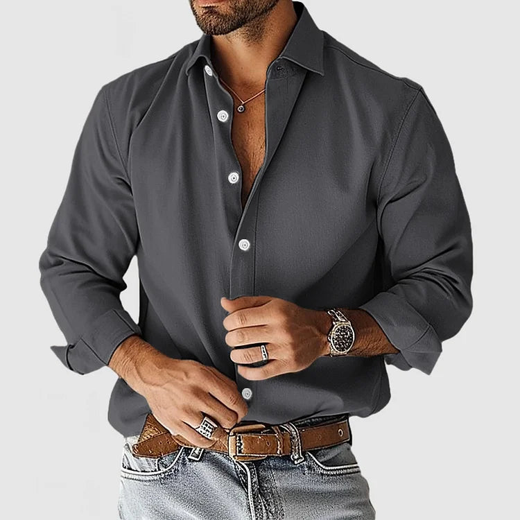 Chemise Homme - Coupe Ajustée - Col Classique - Manches Longues - Élégante et Confortable