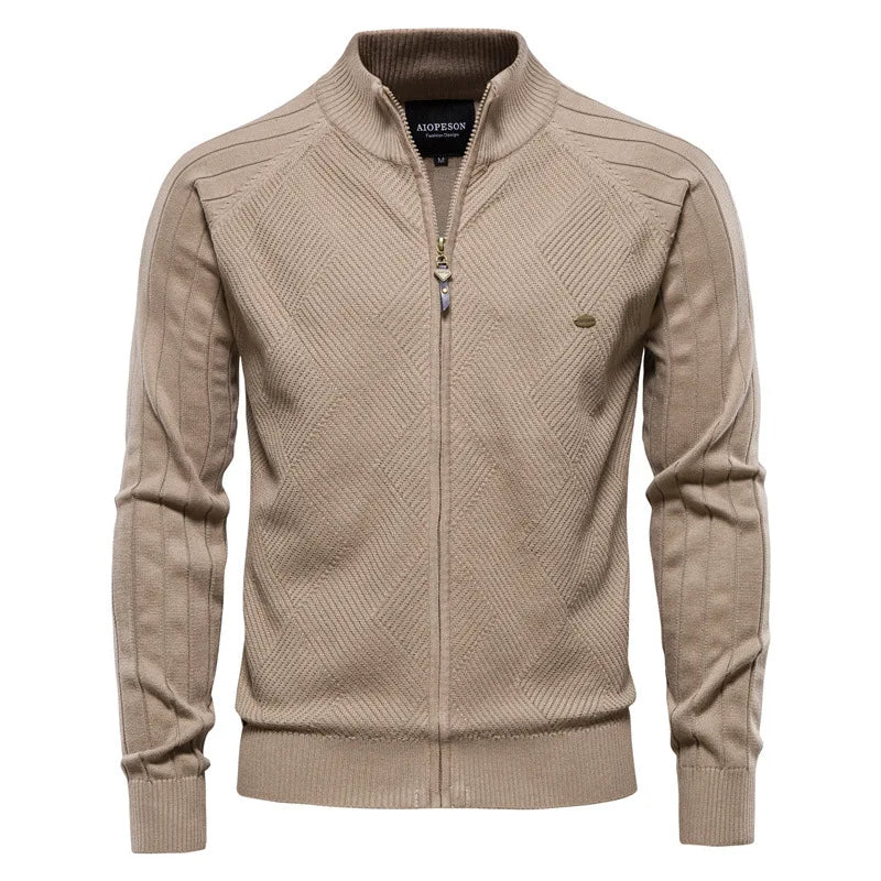 Gilet zippé homme - Maille texturée - Col montant - Confortable et élégant