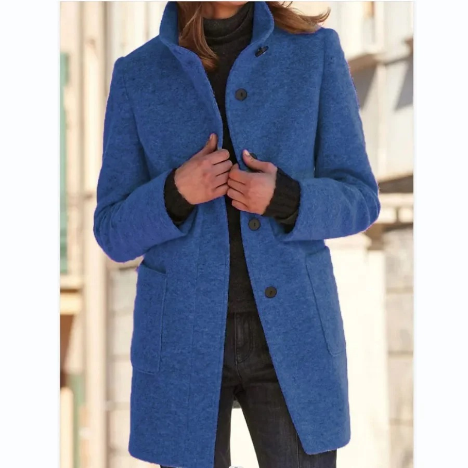 Manteau en laine vintage col montant femme - Cleotha