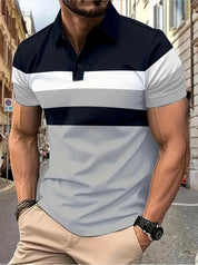 Polo Homme - Coupe Ajustée - Motif Rayé - Col Classique - Look Décontracté