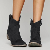 Bottes Femme - Cuir Suédé - Style Western - Talon Bas - Bout Rond