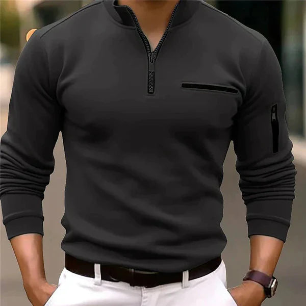 Pull Homme - Sweatshirt Demi-Zip - Poches Zippées - Ajusté et Confortable