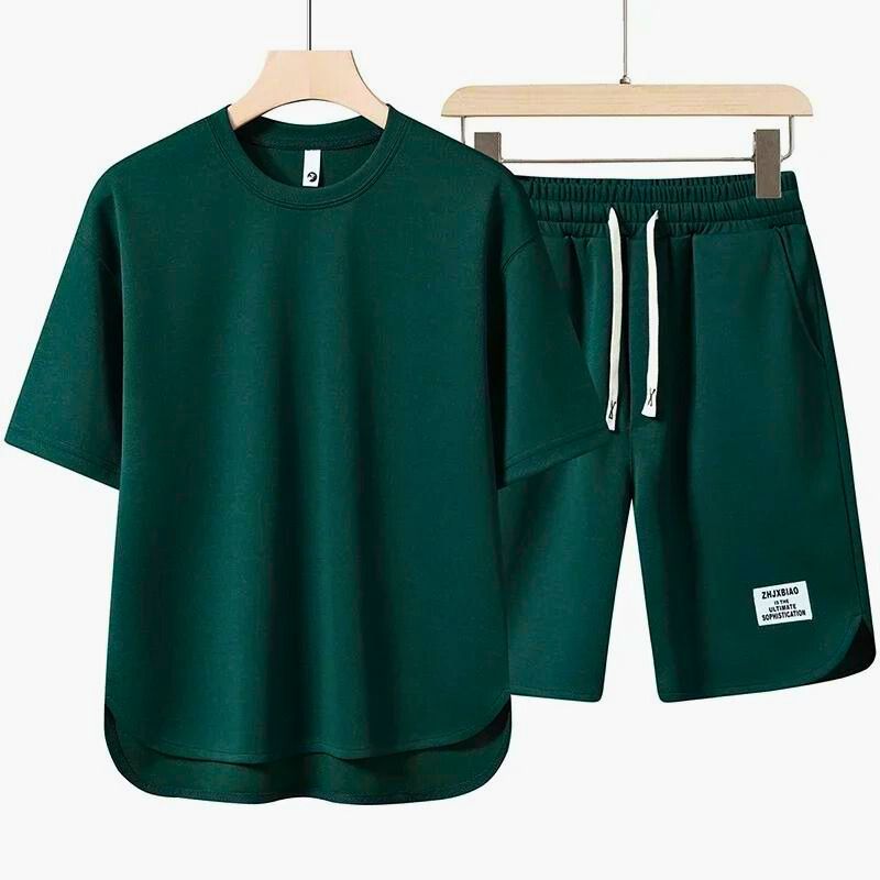 Ensemble Deux Pièces Homme - T-shirt Col Rond Manches Courtes - Short Taille Élastique