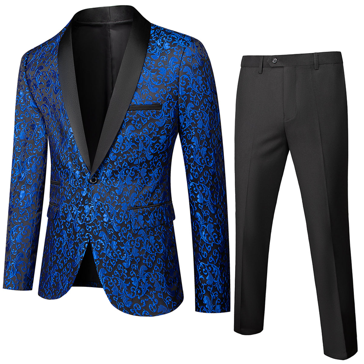 Costume Homme - Blazer à Motif Élégant avec Revers Châle Satiné - Coupe Ajustée