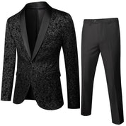 Costume Homme - Blazer à Motif Élégant avec Revers Châle Satiné - Coupe Ajustée