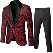 Costume Homme - Blazer à Motif Élégant avec Revers Châle Satiné - Coupe Ajustée