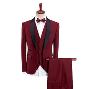 Costume Homme - Veste Col Châle - Gilet Ajusté - Pantalon Coupe Classique - Tenue de Soirée