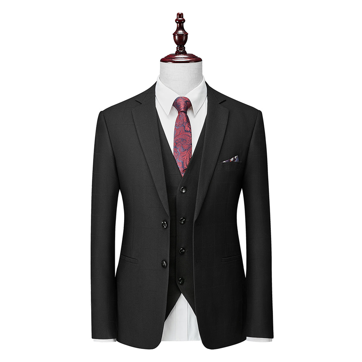 Costume 3 Pièces Homme - Coupe Ajustée - Veste 2 Boutons - Gilet Élégant - Pantalon Tailleur