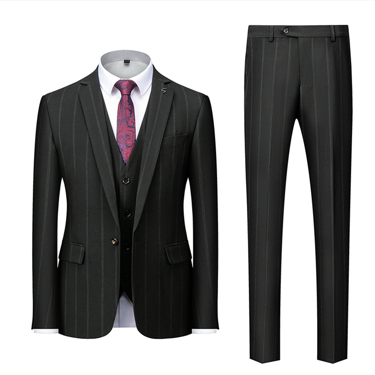 Costume Homme - 3 Pièces - Coupe Ajustée - Veste 2 Boutons - Style Élégant Business