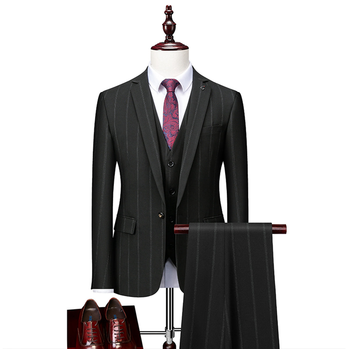 Costume Homme - 3 Pièces - Coupe Ajustée - Veste 2 Boutons - Style Élégant Business