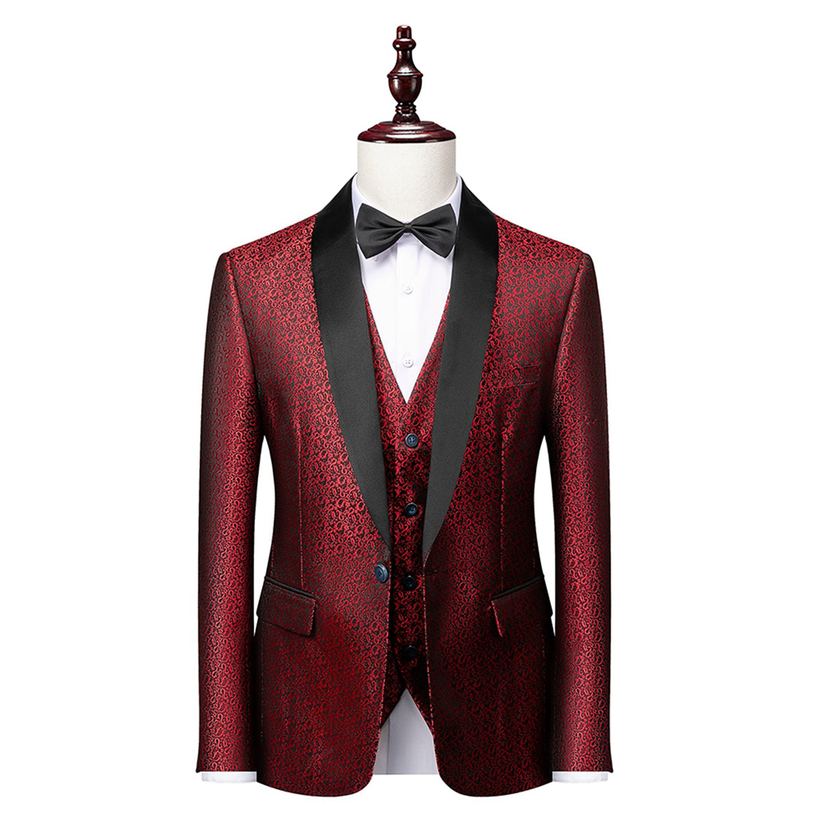 Costume Homme - Blazer Cintré avec Gilet - Élégant Motif Texturé - Idéal Cérémonie