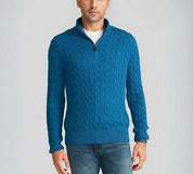 Pull Zippé Homme - Maille Torsadée - Coupe Classique - Col Demi-Zip Confortable