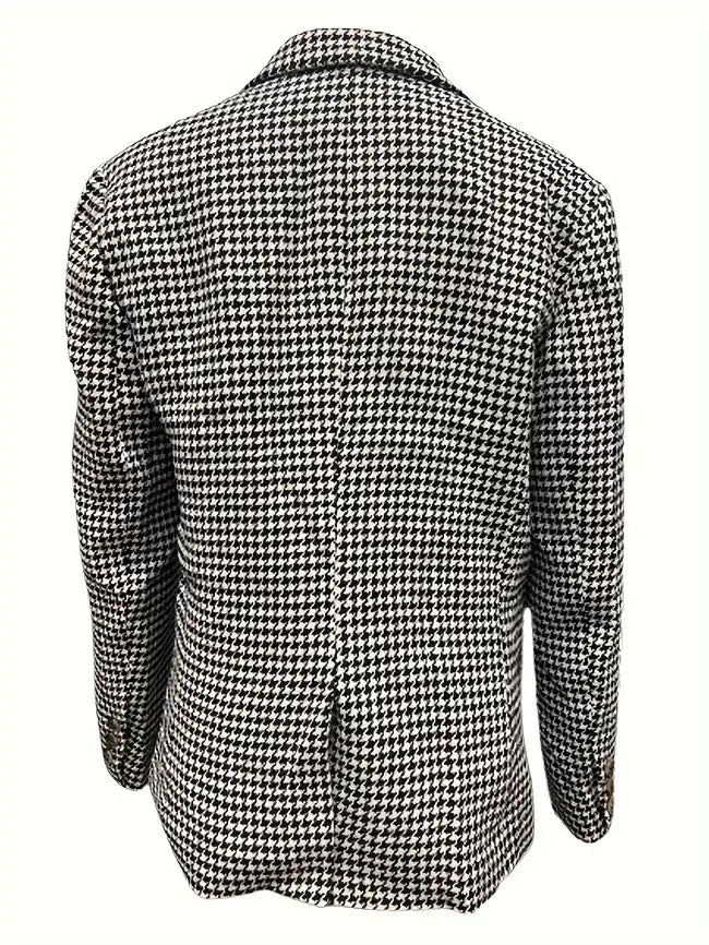 Blazer Homme - Motif Pied-de-Poule - Coupe Ajustée - Laine Mélangée - Élégant et Structuré