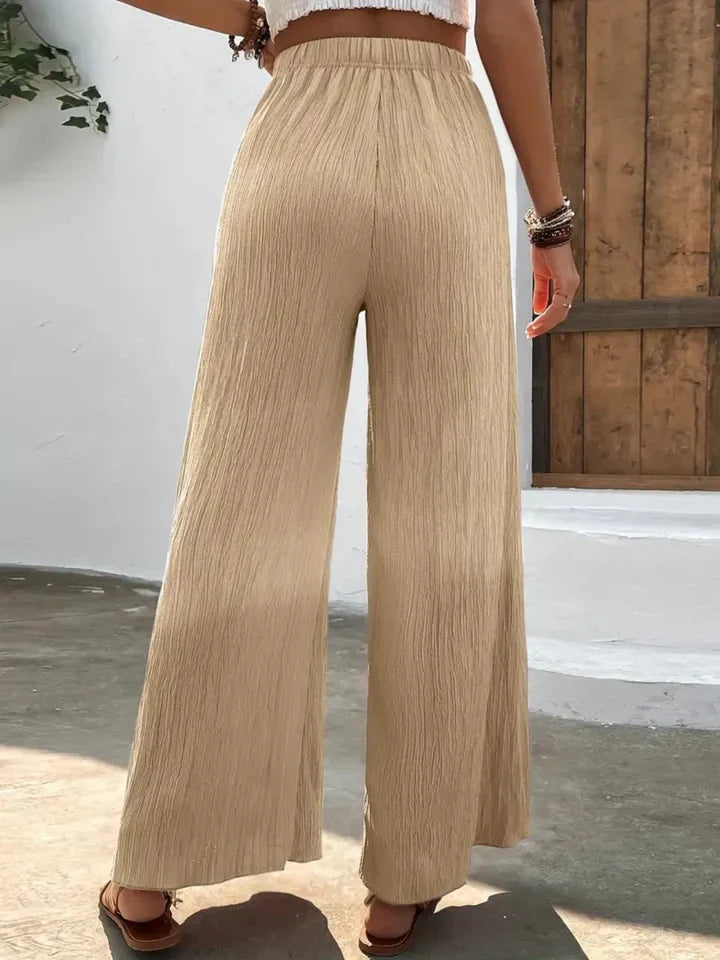 Pantalon Large Femme - Taille Haute - Taille Élastique - Confortable et Léger