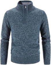 Pull homme - Demi-zip - Col montant - Maille texturée - Manches longues - Coupe classique