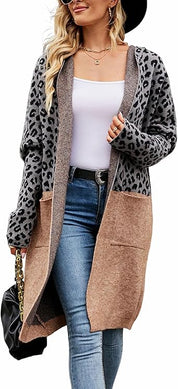 Cardigan Femme - Imprimé Animal - Long Modèle Ouvert - Manches Longues - Poches Avant