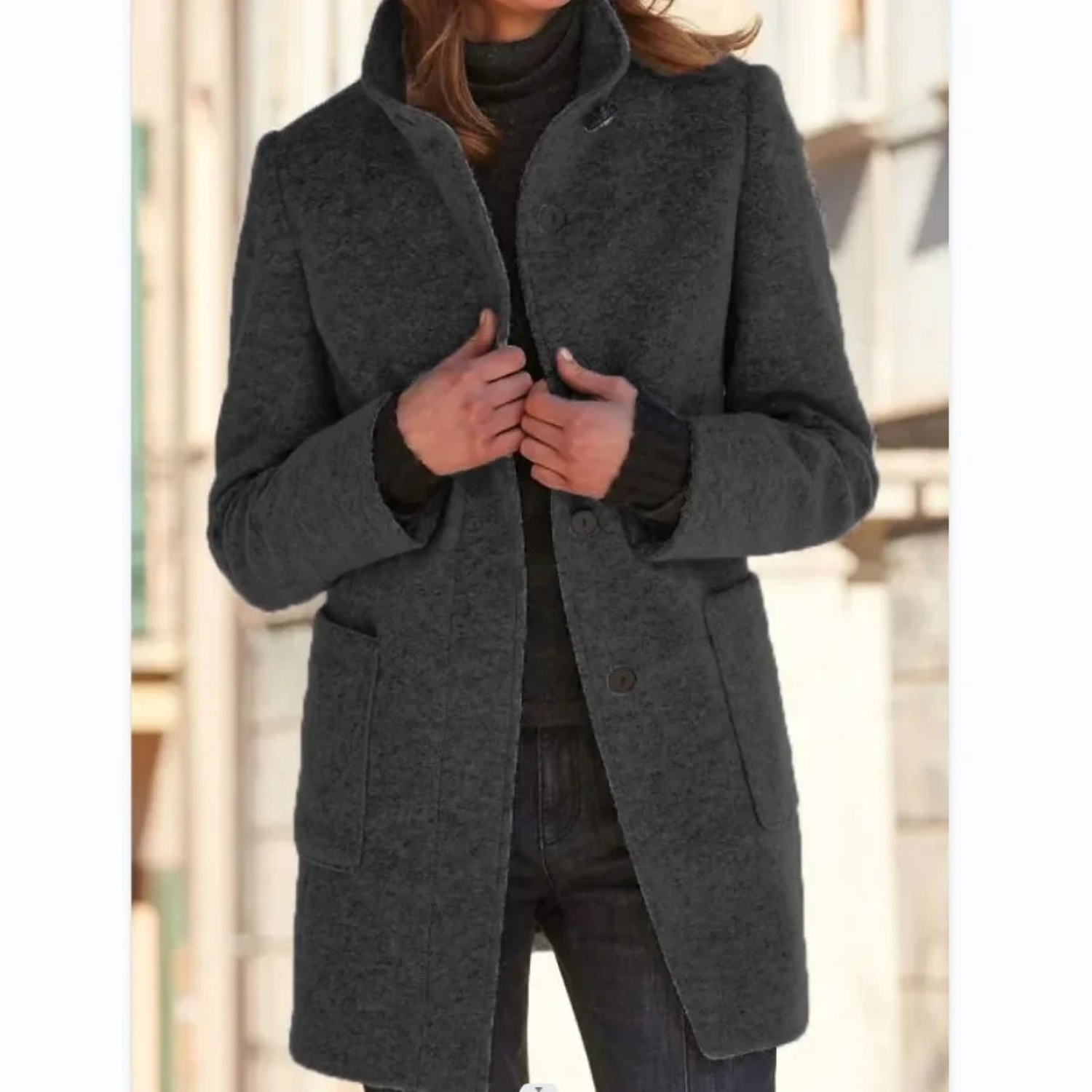 Manteau en laine vintage col montant femme - Cleotha