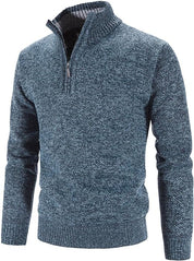 Pull homme - Demi-zip - Col montant - Maille texturée - Manches longues - Coupe classique