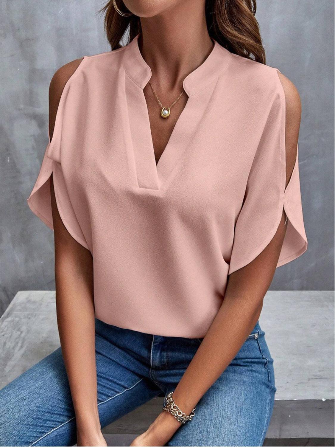 Blouse élégante à épaule ouverte et manches mi-longues