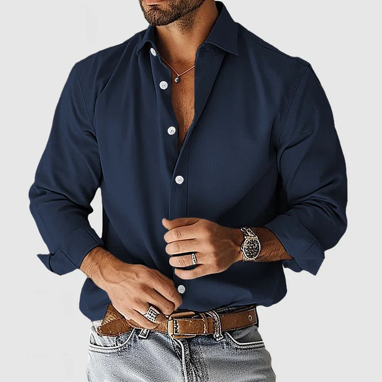 Chemise Homme - Coupe Ajustée - Col Classique - Manches Longues - Élégante et Confortable