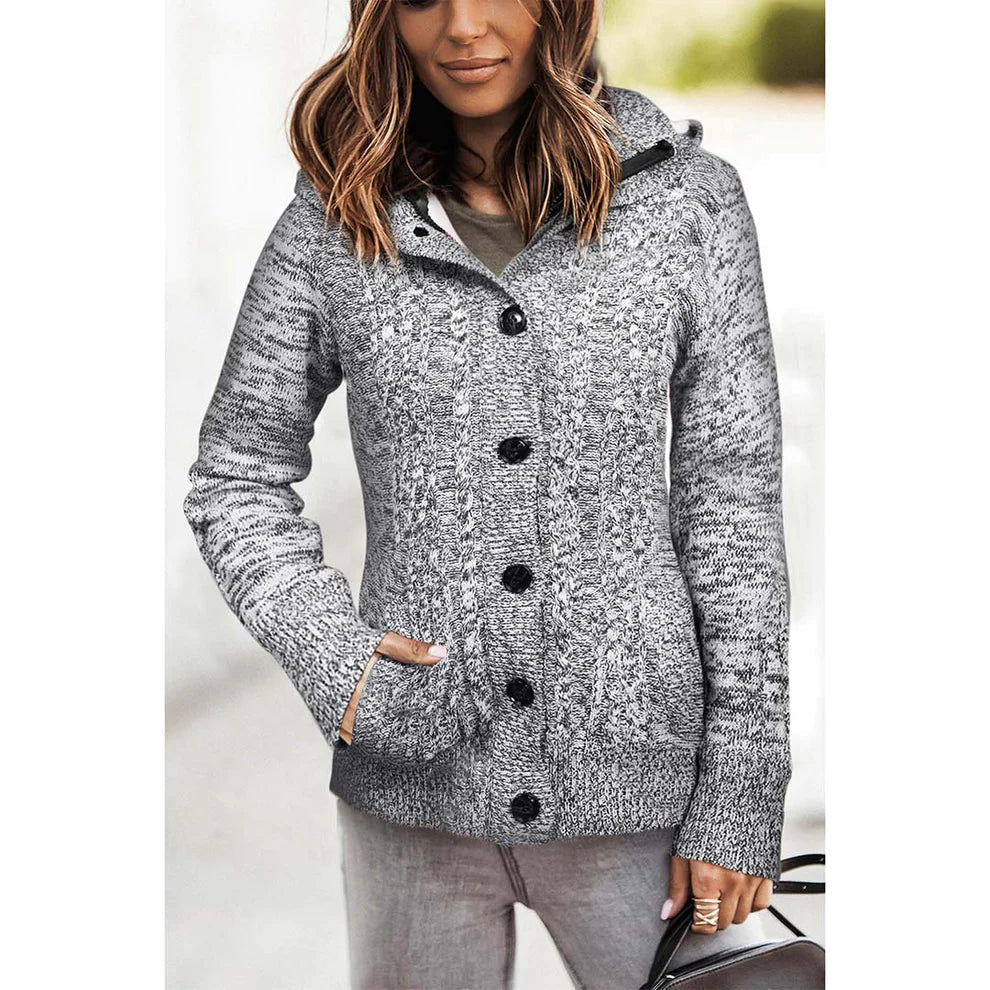 Gracia - Cardigan de printemps en tricot à capuche pour femme