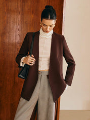 Blazer chic à longue ligne pour femme - Élégant et sophistiqué