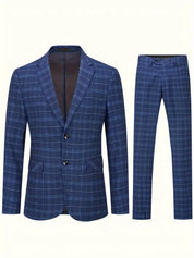 Costume Homme - Blazer et Pantalon - Slim Fit - Motif Carreaux - Élégant et Moderne