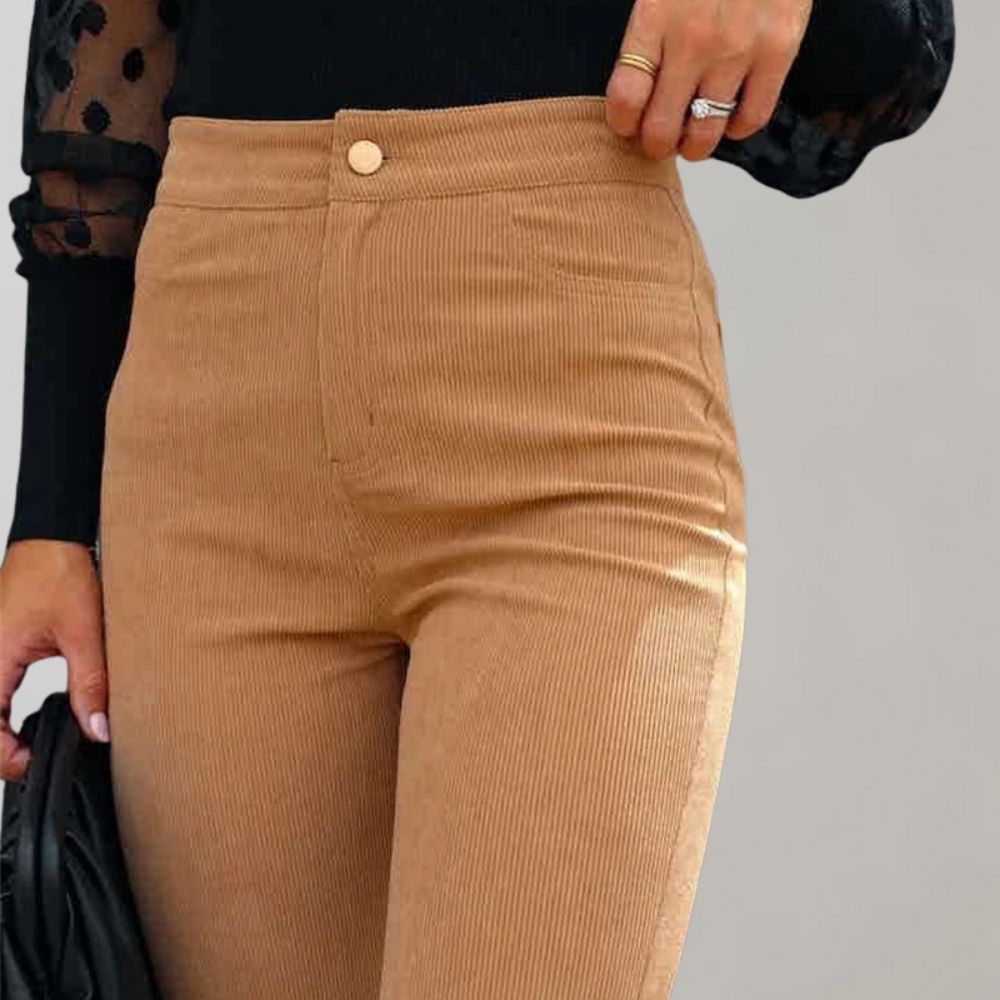 Pantalon Femme - Taille Haute - Coupe Évasée - Style Rétro Élégant