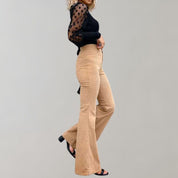 Pantalon Femme - Taille Haute - Coupe Évasée - Style Rétro Élégant