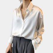 Blouse Femme – Satin Luxueux – Manches Longues – Coupe Classique Élégante