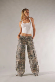 Pantalon Cargo Femme - Coupe Large - Poches Multiples - Style Camouflage