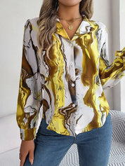 Blouse en tissu marbré élégant - Manches longues et style automnal