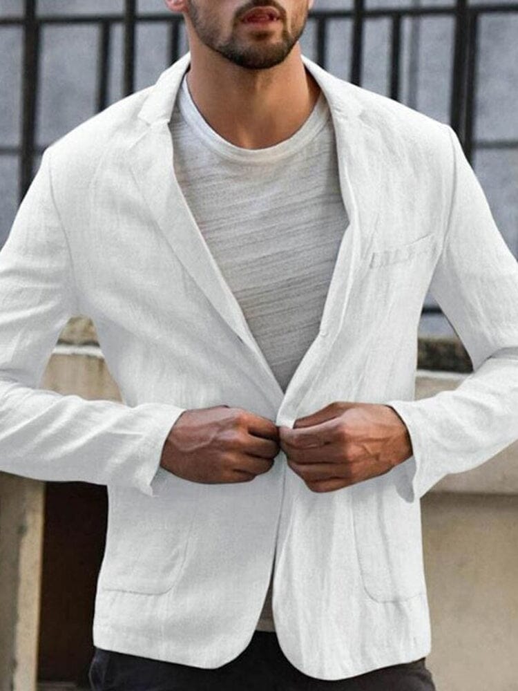 Blazer Homme - Lin Léger - Coupe Ajustée - Fermeture 1 Bouton - Style Décontracté