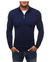 Pull Homme - Col Montant Zippé - Coupe Ajustée - Manches Longues Casual