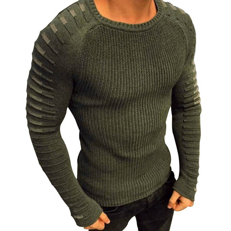 Pull Homme - Maille Côtelée - Col Rond - Manches Longues - Ajusté et Confortable