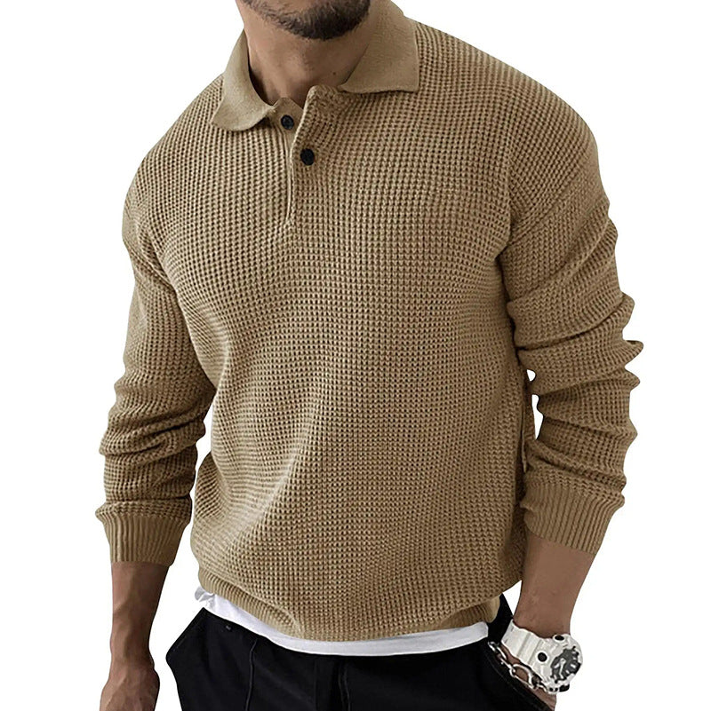 Pull Homme - Maille Texturée - Col Polo - Manches Longues - Coupe Ajustée