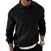 Pull Homme - Maille Texturée - Col Polo - Manches Longues - Coupe Ajustée