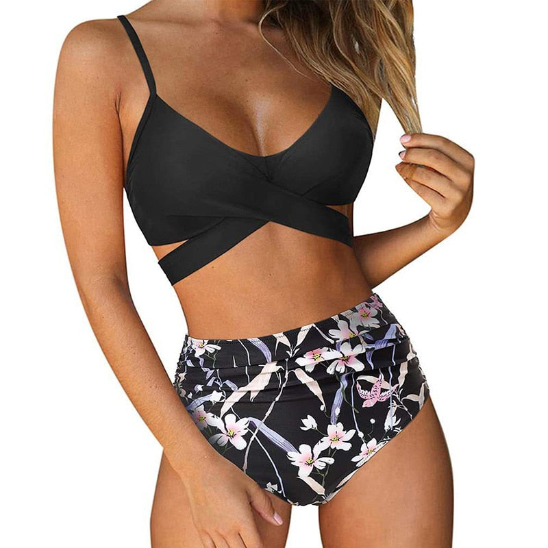 Necy - Ensemble de bikini taille haute pour femme