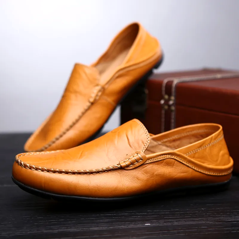 Mocassins Homme - Cuir Véritable - Confort Sans Lacets - Semelle Antidérapante