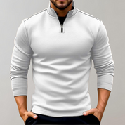 Pull Homme - Col Montant Demi-Zip - Manches Longues - Coupe Ajustée