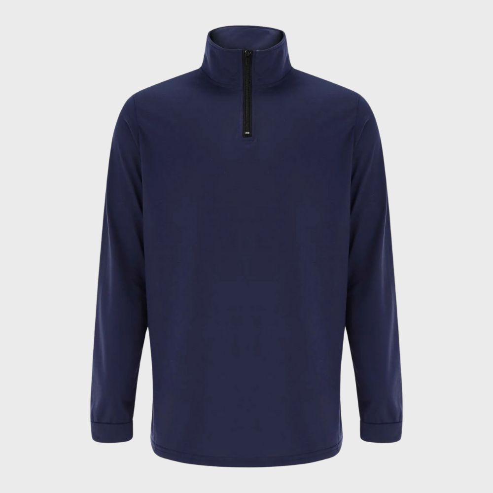 Pull Homme - Col Montant Zippé - Coupe Ajustée - Manches Longues