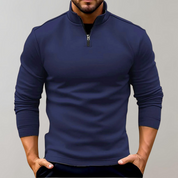 Pull Homme - Col Montant Zippé - Coupe Ajustée - Manches Longues