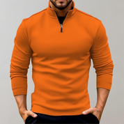 Pull Homme - Col Montant Demi-Zip - Manches Longues - Coupe Ajustée