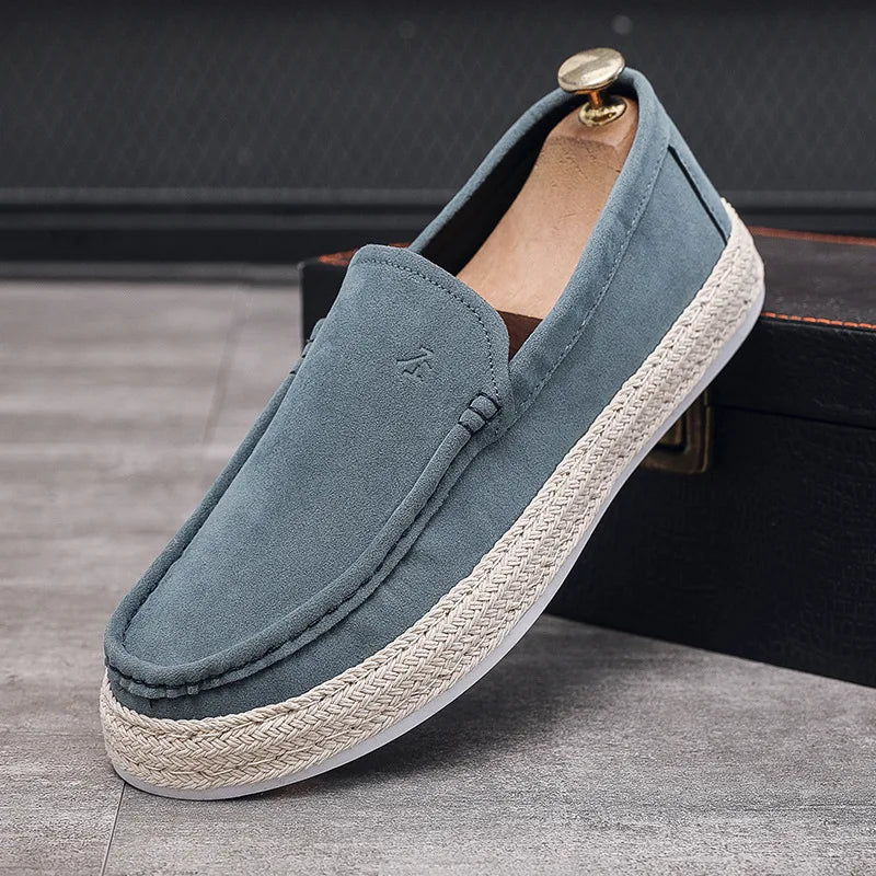 Mocassins Homme - Daim Élégant - Style Slip-On - Semelle Espadrille Antidérapante